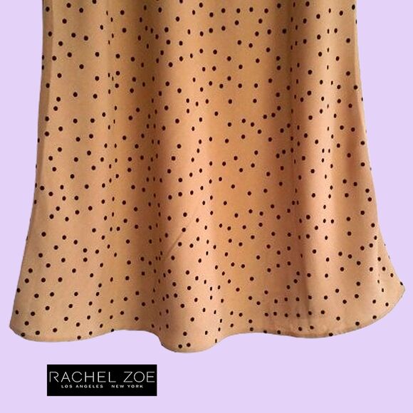 RACHEL ZOE NEW Polka Dot A-Line Beige Midi Skirt 6 - Picture 4 of 9